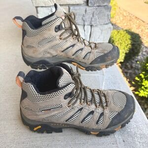 Merrell Moab Mid Ventilator Mens 9 Walnut Brown Suede Hiking Boots J86593 Vibram